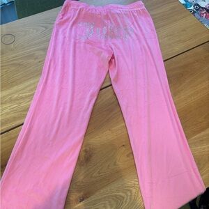 Juicy Couture Pink Velour pants with Rhinestone Logo